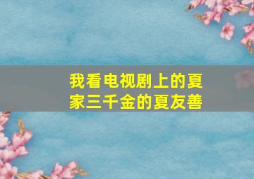 我看电视剧上的夏家三千金的夏友善