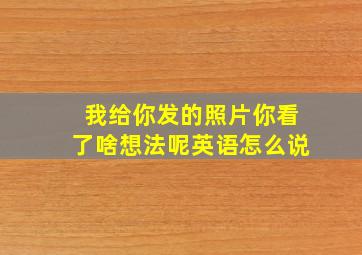 我给你发的照片你看了啥想法呢英语怎么说