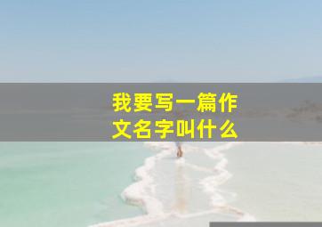 我要写一篇作文名字叫什么