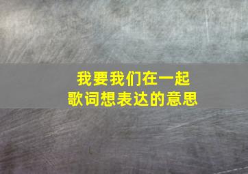 我要我们在一起歌词想表达的意思