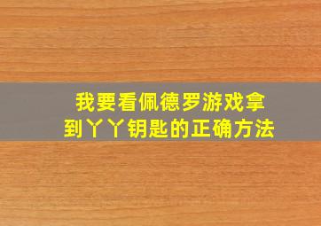 我要看佩德罗游戏拿到丫丫钥匙的正确方法