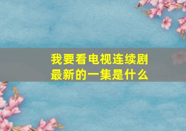 我要看电视连续剧最新的一集是什么