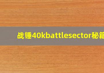 战锤40kbattlesector秘籍