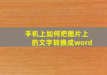 手机上如何把图片上的文字转换成word