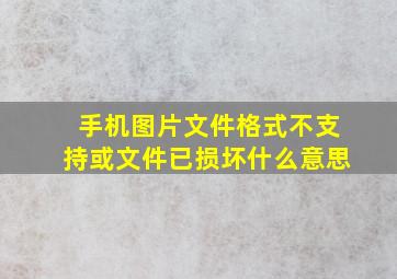 手机图片文件格式不支持或文件已损坏什么意思