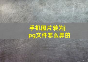 手机图片转为jpg文件怎么弄的