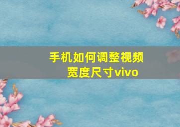 手机如何调整视频宽度尺寸vivo