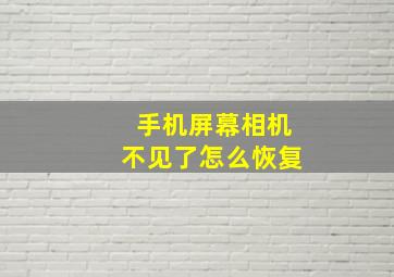 手机屏幕相机不见了怎么恢复