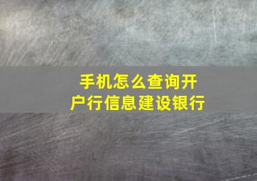 手机怎么查询开户行信息建设银行