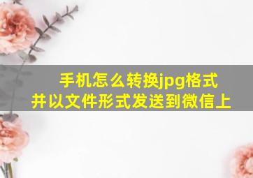 手机怎么转换jpg格式并以文件形式发送到微信上