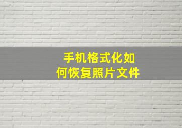 手机格式化如何恢复照片文件