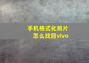 手机格式化照片怎么找回vivo