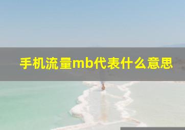 手机流量mb代表什么意思