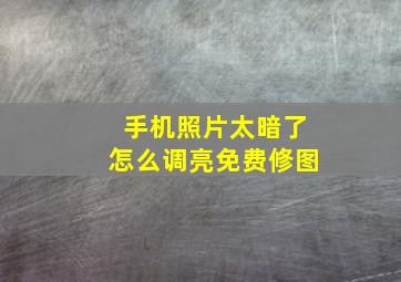 手机照片太暗了怎么调亮免费修图