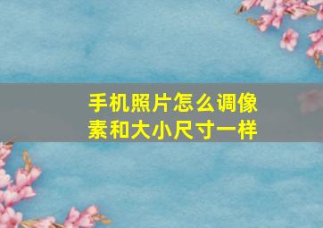 手机照片怎么调像素和大小尺寸一样