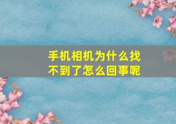 手机相机为什么找不到了怎么回事呢