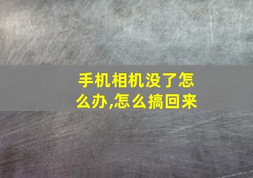 手机相机没了怎么办,怎么搞回来