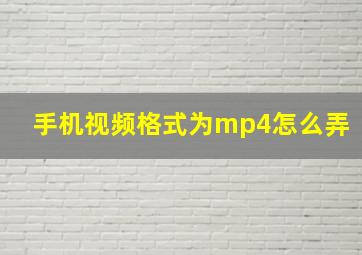 手机视频格式为mp4怎么弄