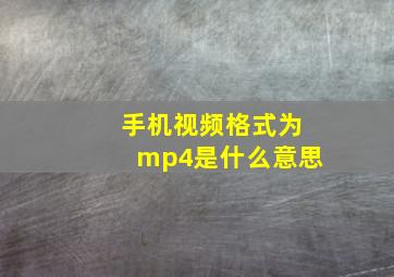 手机视频格式为mp4是什么意思