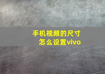 手机视频的尺寸怎么设置vivo