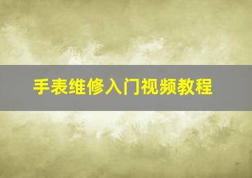 手表维修入门视频教程