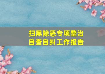 扫黑除恶专项整治自查自纠工作报告