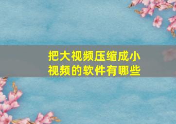 把大视频压缩成小视频的软件有哪些