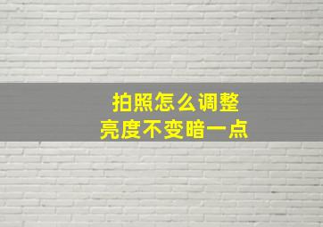 拍照怎么调整亮度不变暗一点