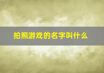 拍照游戏的名字叫什么