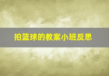 拍篮球的教案小班反思