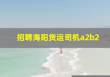 招聘海阳货运司机a2b2