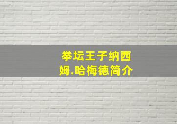 拳坛王子纳西姆.哈梅德简介