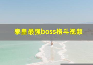 拳皇最强boss格斗视频