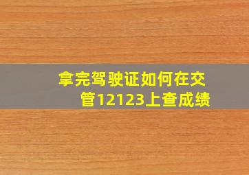 拿完驾驶证如何在交管12123上查成绩