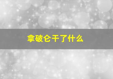 拿破仑干了什么