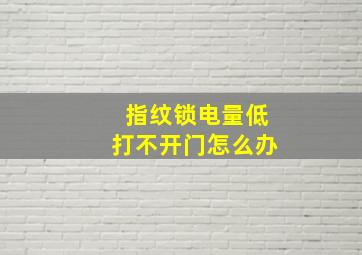 指纹锁电量低打不开门怎么办