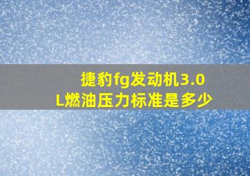 捷豹fg发动机3.0L燃油压力标准是多少