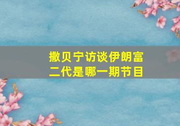 撒贝宁访谈伊朗富二代是哪一期节目