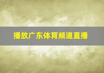 播放广东体育频道直播