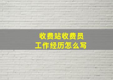 收费站收费员工作经历怎么写