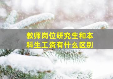 教师岗位研究生和本科生工资有什么区别