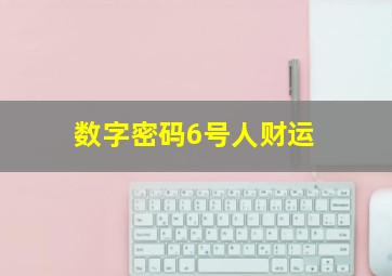 数字密码6号人财运