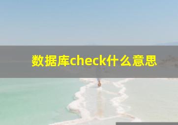 数据库check什么意思