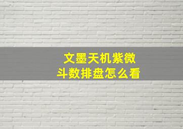 文墨天机紫微斗数排盘怎么看