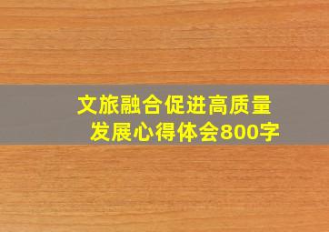 文旅融合促进高质量发展心得体会800字