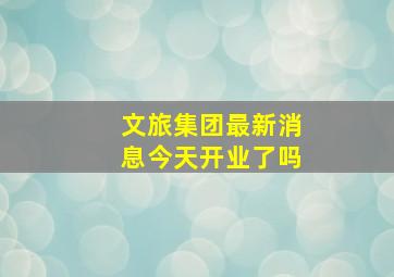 文旅集团最新消息今天开业了吗