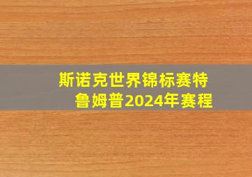 斯诺克世界锦标赛特鲁姆普2024年赛程