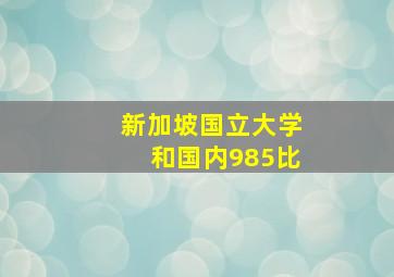 新加坡国立大学和国内985比