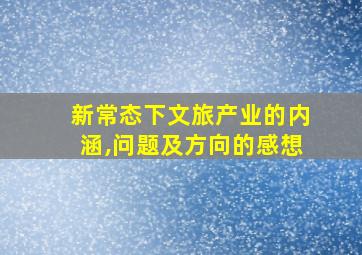 新常态下文旅产业的内涵,问题及方向的感想