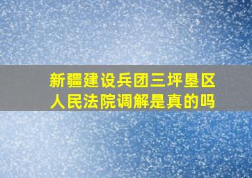 新疆建设兵团三坪垦区人民法院调解是真的吗